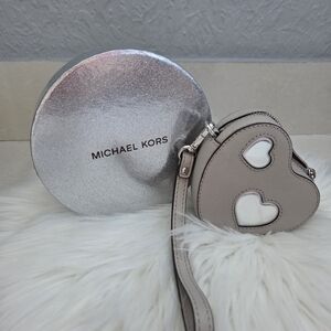 Michael Kors Silver and Cream Heart Mini Bag